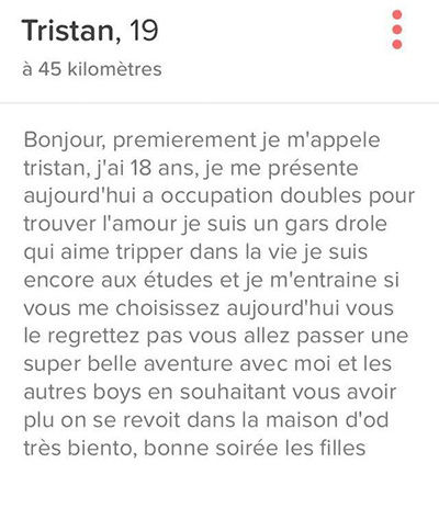 exemple de description tinder