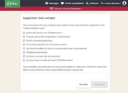 comment supprimer son compte elite rencontre